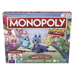 Monopoly Junior Board Game, 2-Sided Gameboard, 2 Games in 1, Monopoly By Hasbro